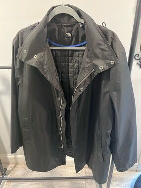 Drizzle Black Water-Resistant Raincoat with Quilted Liner